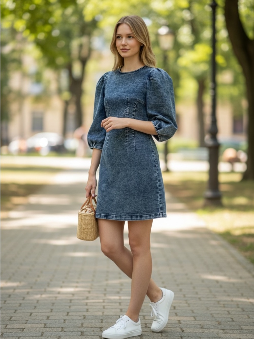 Parisian Works Denim Blue Mini Dress